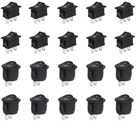LAITER 10 PCS Interruttore Affettatrice Bilanciere On Off 220v Rotondo Nero per Macchina Caffè Distributore d'acqua TV Altoparlanti Computer