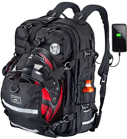 Goldfire Motorcycle Helmet Backpack Waterproof Large Capacity Hiking Backpack Military Tactical Bag Snowmobile Cycling Rechargeable Helmet Bag With USB Port