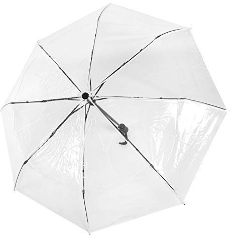 Raguso Portable léger à la Mode Transparent Automatique Ouvert fermé Trois Plis Pliant Pluie Parapluie de Voyage extérieur Blanc