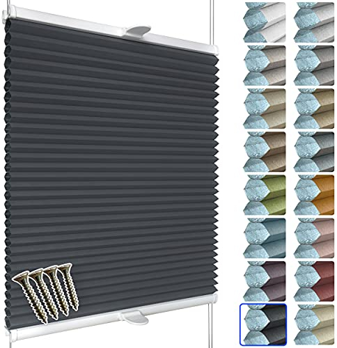 SchattenFreude Waben-Plissee nach Maß für Fenster & Tür | 100% verdunkelnd/Blackout | Zum Anschrauben in der Glasleiste | Dunkelanthrazit (Weiße Rückseite), Breite: 20-50cm x Höhe: 30-100cm