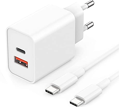 Dual USB C Schnellladegerät für Samsung Netzteil FastCharge USB C Ladekabel Adapter für Samsung Galaxy S24 S23 S22 S21 A55 A54 A53 A35 A34 A33 A25 A24 A14 A13 Galaxy Tab A9 A9+
