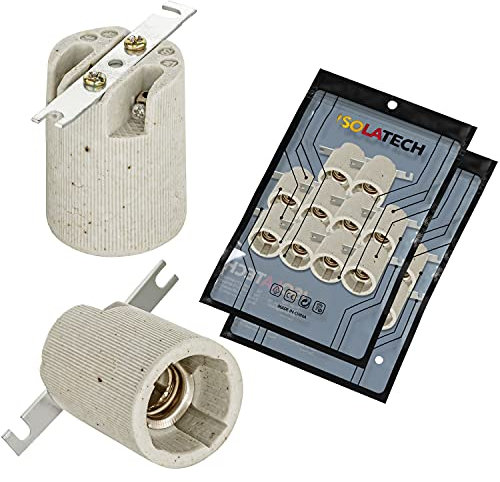 ISOLATECH 20Stk E14 Keramik Lampenfassung mit Befestigungsbügel LED Energiesparlampen (max. 250V/4A) Leuchtmittel Home Küche Badezimmer Decke Installation Sockel Halterung einbauen hitzebeständig