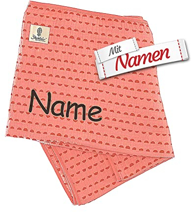 Sterntaler Musselin Schmusedecke personalisiert mit Namen/Bestickt, Kinderdecke Babydecke Kuscheldecke für Mädchen, 120x120 cm, Stay True to Nature, GOTS/Bio Zertifiziert