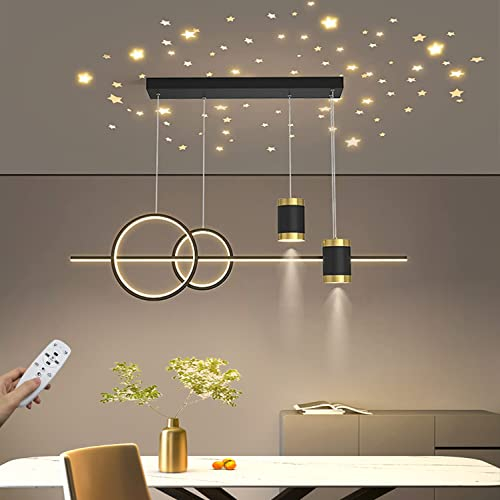 LED Pendelleuchten esstisch Hängeleuchte Schwarz 45W Dimmbar Mit Fernbedienung Pendellampe Moderne Hängelampe Höhenverstellbar Esszimmerlampen für Esszimmer Wohnzimmer Küche Bar Lampen 100cm (Schwarz)
