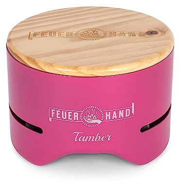 Feuerhand Tischgrill Tamber in Telemagenta, Grillrost aus Emaille, Anti-Haft, raucharme Verbrennung, Ablaufrillen für Fett und Speiseflüssigkeiten, mit Tischgrill-Kohle