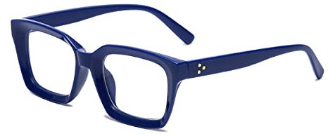 YUELUQU Classic Square Eyewear Non Prescription Thick Glasses Frame for Women Men (Blue)