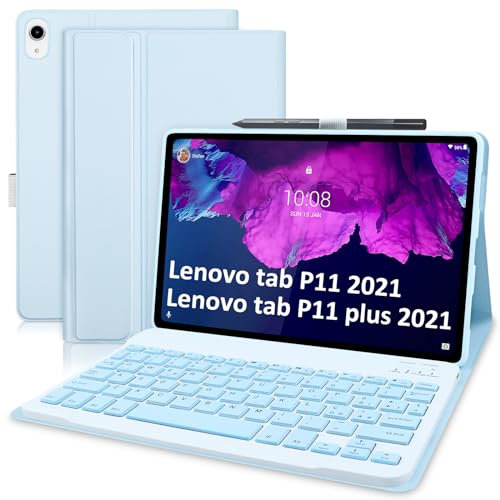 Yeegnar Tastiera Custodia per Lenovo Tab P11 Plus 2021 TB-J606/TB-J607 Italiano Rimovibile Magnetica Tastiera 11 Pollici Slim Cover con Wireless Bluetooth Tastiera Blu