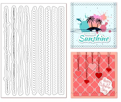 arriettycraft Nähgarn Transparente Stempel Nähen Sticklinien Bordüren Silikon Gummi Stempel Dichtungen für Karten Herstellung DIY Scrapbooking Album Dekoration Papier Handwerk