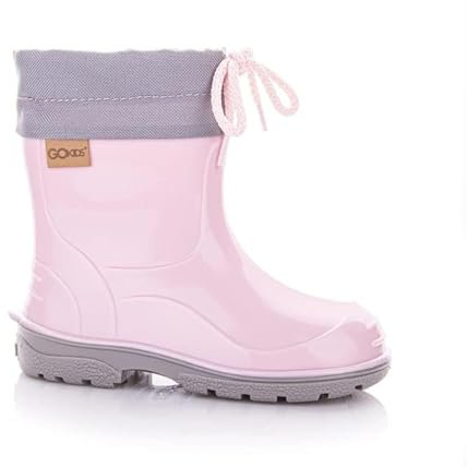 GOKIDS Stivali da Pioggia con Lacci per Bambini e Bambine Piccoli 20-28 EU (Rosa, numeric_27)