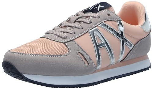 Armani Exchange Damen Sneaker, Beige + Rosa + Blau, 38.5 EU