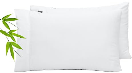 ettitude Kissenbezüge, 100 % Lyocell aus Bio-Bambus, Standardgröße, kühlende und weiche Kissenbezüge für heiße Schläfer mit Hotelverschluss, blankes Weiß, 50,8 x 73,8 cm, 2 Stück
