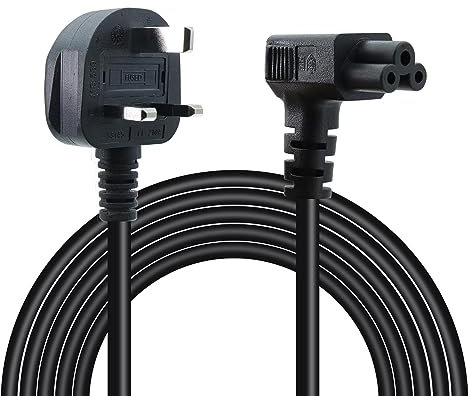 RIIEYOCA 90 Degree C5 Cloverleaf Mickey Mouse Power Supply Adapter Cord BS 1363 UK 3 Pin Plug to Up Angle IEC C5 Mains Power Cable,for Laptop,TV,Printer,PC,Projector(1.5M/4.9FT)