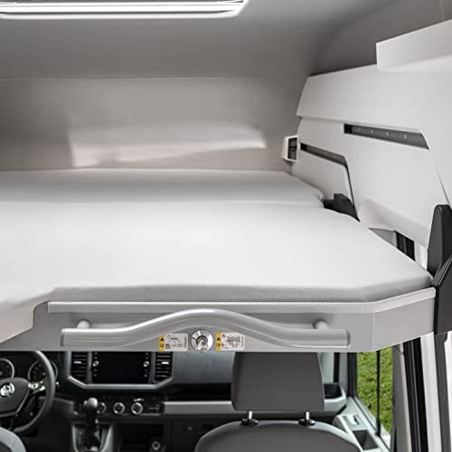 Black Forest Fox Wohnmobil Camper passgenaues 2 TLG. Spannbettlaken Hochbett VW Grand California 600 GC 600 up Grani (Weiß, BFF-VW-GC600up-SL-23)