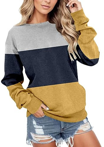 Dwevkeful Damen Sweatshirt Bequeme Dünne Leichte Oversize Streetwear Pullover Shirts Tops Lässige Oberteile Locker Casual Elegant Herbst