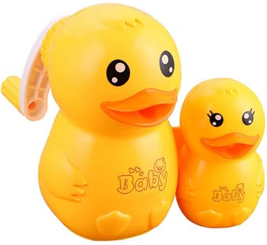 2 in 1 Bleistiftspitzer Manueller Anspitzer Mit Behälter - Cartoon Anspitzer Niedliche Mama Duck & Baby Schüler Schreibwaren für Kinder Studenten Geschenke - Gelbe Ente