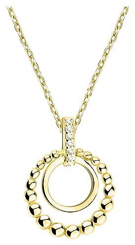 Sofia Milani - Damen Halskette 925 Silber - vergoldet/golden - mit Zirkonia Steinen - Kugel Kreis Anhänger - N0659
