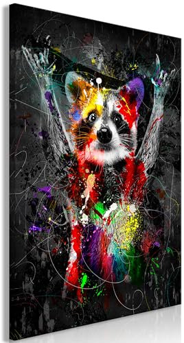 murando - Impression sur Verre Animal 40x60 cm 1 Partie - Imprimée Tableau Photo Image Pret a Accrocher Murale Moderne Décoration -Graffiti Raton Laveur Coloré Artiste Street Art g-A-0245-k-a