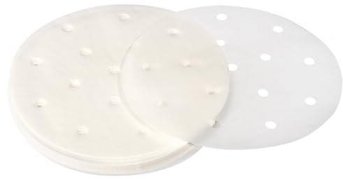 uxcell 100pcs Air Fryer Parchment Paper, 6 Inch Round Air Fryer Liner, Non-Stick Baking Paper for Air Fryers Bamboo Steamer, White