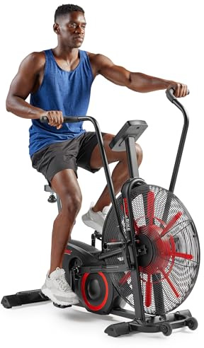 Sunny Health & Fitness Premium Smart Cross Trainer Fan Bike, Air Resistance Cardio Machine with 330LB Capacity for Intense Home Workout , Customizable Monitor with Free SunnyFit App Connection- SF-B223018