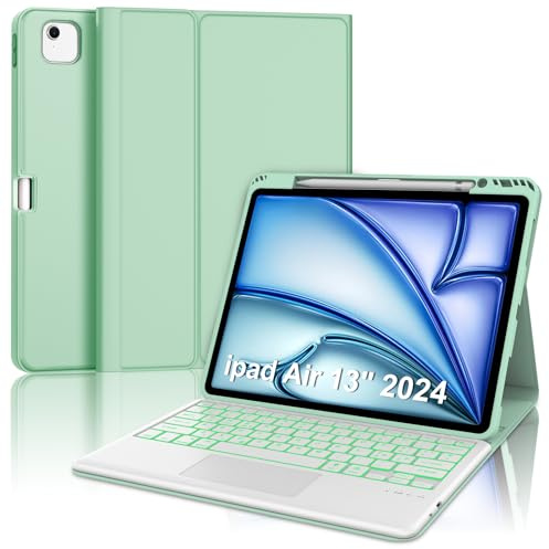 Custodia con Tastiera per iPad Air 13 Pollici M4 2026/M3 2025/M2 2024 | Bluetooth Magnetica Retroilluminate Cover con Italiano QWERTY Tastiera per iPad Air 13 M4/M3/M2 con Touchpad, Verde