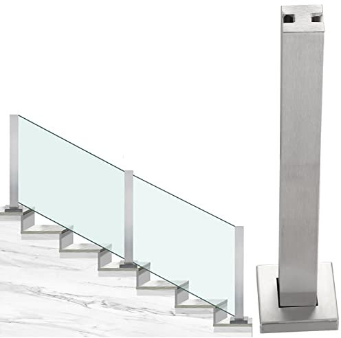FFYUTING Glaszaun-Klemmstange für Veranda, silberner Treppengeländerpfosten mit 15 mm Breiten Schlitzen, Glasbalkon-Verbindungsstück für Balkon/Flurtreppe/Innen-/Außenplattform-Dachboden