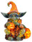 Halloween Deko Wichtel Kürbis Figuren mit LED Lichter,Halloween Dekoration Kürbislaterne Gartendeko Kürbis Laterne Elf Harz Lampe,Herbstdeko Kürbis Figuren mit LED Licht für Garten Dekofigur
