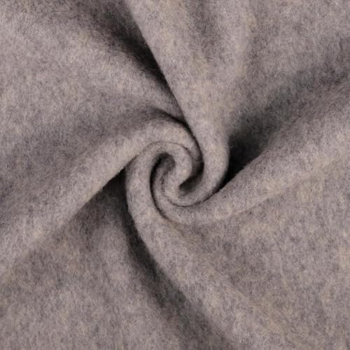 Woll Fleece aus reiner Schurwolle - Walkloden Jersey weich und dehnbar - Mulesing frei Öko-Tex Klasse 1 Bekleidungstoffe Meterware (Grau)