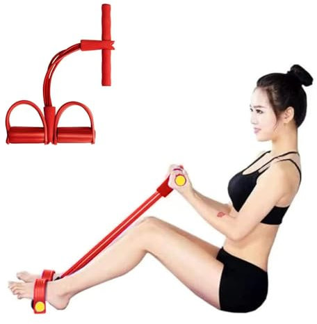 Multifunction Resistance Training 4 Tube Pedal Resistance Band Sit-up Pull Rope Fitness Pedal Exerciser Tension Rope Sport Trainer Equipment for Legs Fitness Arm Leg Slimming Training