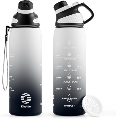 Fjbottle Bouteille d'Eau 1L Couvercle Magnétique Étanche | Couvercle Magnétique, Large Ouverture pour Glaçons, Petit Bec Verseur, Poignée, Sans BPA