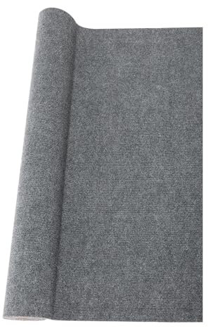 Teppich Läufer Flur 120×300 cm, Waschbar Rutschfest mit Streifen, Polyester Teppichboden für Wohnzimmer Schlafzimmer Küche Büro Hotel (Grau)