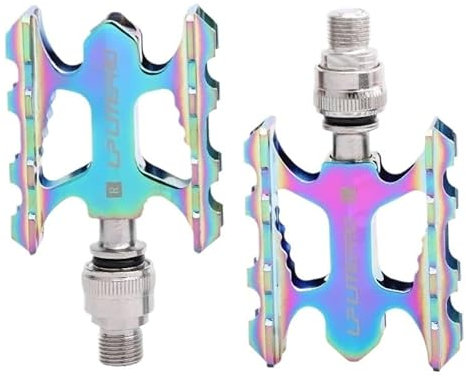 DONGLING Fahrradpedale Fahrrad Pedale Aluminium Legierung MTB Road Faltrad Pedale Quick Release Pedale Fahrrad Pedale MTB Pedale(Rainbow)