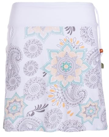 Vishes Alternative Bekleidung - Damen Mini-Rock Baumwolle Blumen-Muster extra breiter Bund mit Kordel-Zug und Taschen
