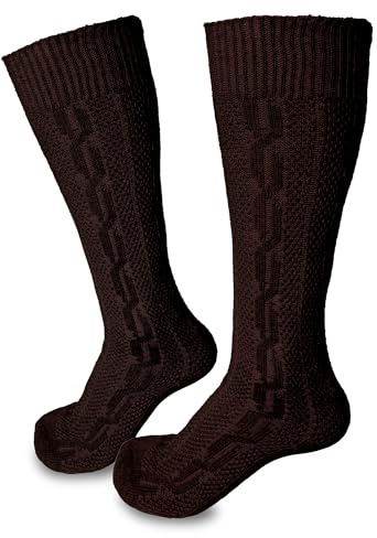 Steigenhöfer Manufaktur Trachtensocken Herren und Damen Lang – Klassische Kniebundstrümpfe im Zopfmuster – Oktoberfest Strümpfe aus Baumwolle für Männer & Frauen