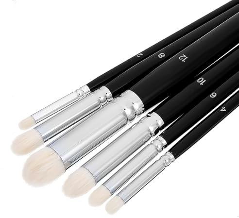 6 Pcs Dry Brush Miniature Painting Drybrush Set, Micro Detail Paint Brush Set, Fine Detail Brushes for Acrylic, Watercolors & Paint by Number, Figurine (Black)