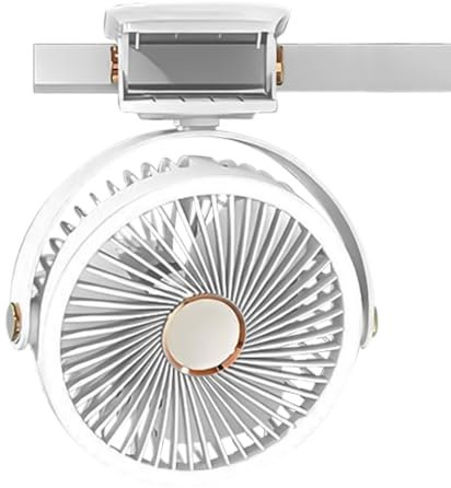 Ventilador portátil con pinza – Mini ventilador recargable inalámbrico con puerto USB tipo C, lámpara LED integrada | Pequeño ventilador silencioso, rotación de 360°, ideal para dormitorio, oficina