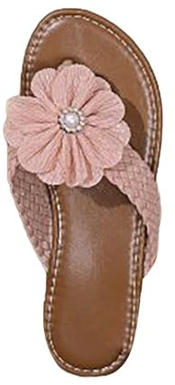 Pantofole da donna estive con decorazione floreale infradito alla moda per le donne, rosa, 39 EU