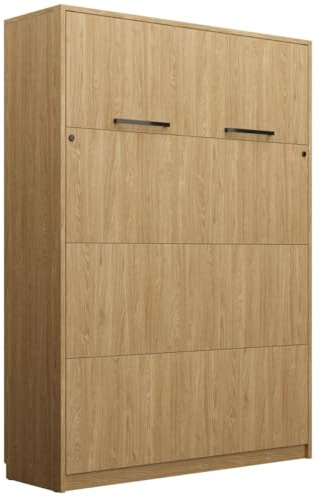 QMM Schrankbett Wandklappbett vertikal GN 160x200 mit LED Eiche geölt, weiß, Eiche, Congo, Eiche Lancelot und schwarz