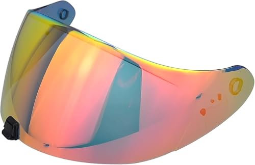 Yofab Visiere Casque Moto pour Scorpion EXO-R420, Casque Moto Pare-Vent Casque Lentille, Remplacement de Visière de Lentille de Casque de Bouclier de Vent de Moto,C Tea Gold-Plated Red