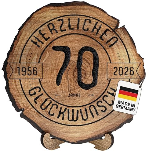 DARO Design – Baumscheibe mit Gravur für 70. Geburtstag – Geburtstags Geschenk aus Holz – Hochwertige Holz Geschenke mit Gravur ideal für Geburtstag – Dicke 6mm, Durchmesser 45cm – Made in Germany