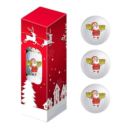 Weihnachts-Golfbälle, Gummi-Golfbälle, Trick & Neuheit, lustiges Golfball-Geschenk für alle Golfer (B), 3 Stück