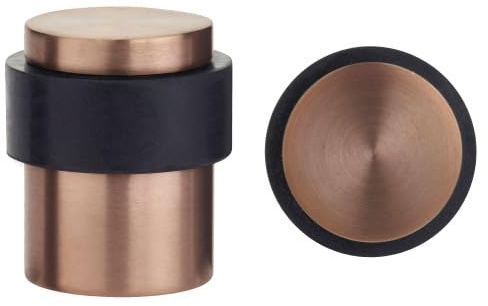 EuroArt Door Stop Floor Mounted Round Collared Flat Top 35mm Diameter Heavy Duty Floor Stopper for Internal and External Doors (Tuscan Rose Gold)