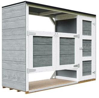 Mülltonnenbox 2er 240L Aus Wetterfest LP Smartside Holz, Mülltonnenverkleidung mit Türen, Garten Mülltonnenbox, Moderne Garten Box Außen – Timbela M981A-CAVERN Steel