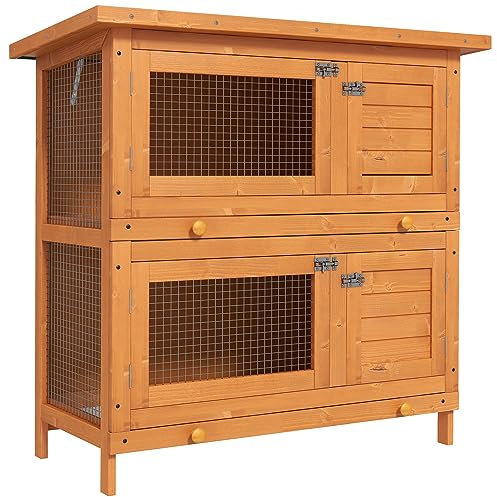 Pawhut Gabbia per Conigli Conigliera da Esterno in Legno di Abete, 90x45x90cm