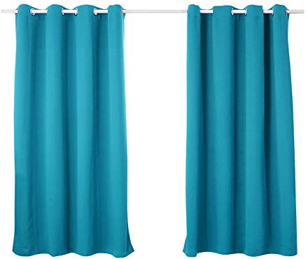 WOLTU Gardinen mit Ösen, Verdunklungsvorhang Blickdicht, Thermo Vorhang gegen Kälte und Hitze, Ösenschal, 250g/m² Dicke Vorhang, für Wohnzimmer Schlafzimmer, Türkis