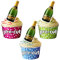 AK Giftshop PRE-CUT 43rd Champagne Bottle - Edible Cupcake Toppers Birthday/Anniversary Cake Decorations (Pack of 24)