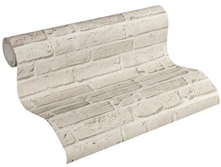 A.S. Création Vliestapete Best of Wood`n Stone 2nd Edition Tapete in Stein Optik fotorealistische Steintapete Backstein 10,05 m x 0,53 m grau Made in Germany 355813 35581-3