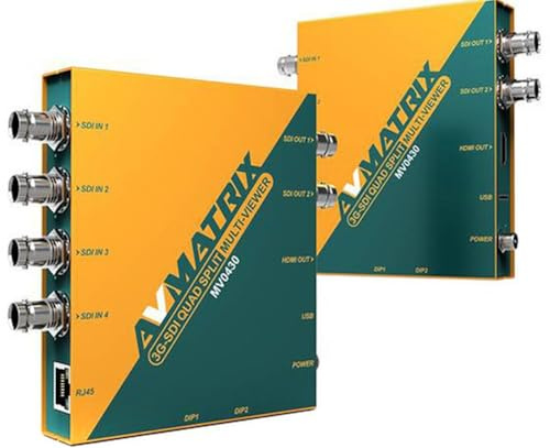 avmatrix mv0430 3 G-SDI Quad Spilt Multiviewer mit SDI & HDMI-Ausgang, 1 × 2 SDI Distribution Verstärker w/SD/HDMI-Ausgang, 4 x 1 3 G-SDI Switcher mit SDI & HDMI-Ausgang.