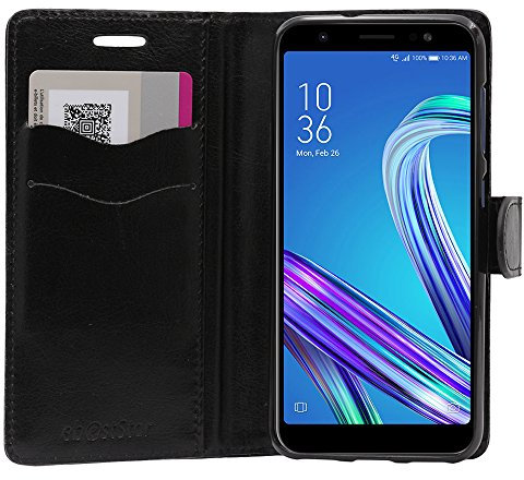 ebestStar - Coque Compatible avec ASUS Zenfone Max M1 ZB555KL Etui PU Cuir Housse Portefeuille Porte-Cartes Support Stand, Noir [Appareil: 147.3 x 70.9 x 8.7mm, 5.5'']