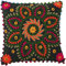 GURU SHOP Boho Kissenhülle, Farbenfrohes Besticktes Folklore Kissen im Mexikanischem Style - Schwarz/orange, Baumwolle, 40x40x0 cm