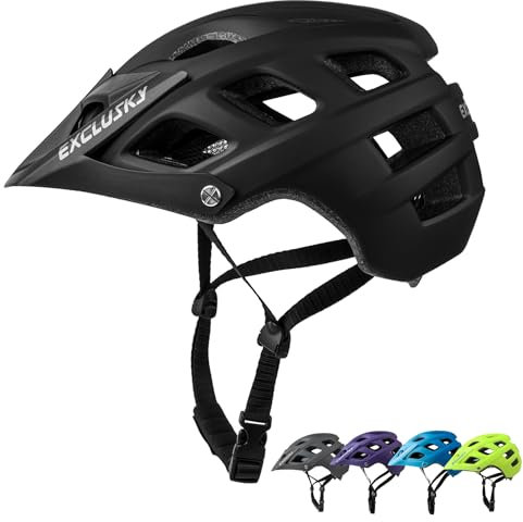 Fahrradhelm Damen, Exclusky Fahrradhelm Herren mit Visier MTB Helm Ultraleicht Windschutz Helm Retro-Helm für Trekking Rennrad Trail Helm